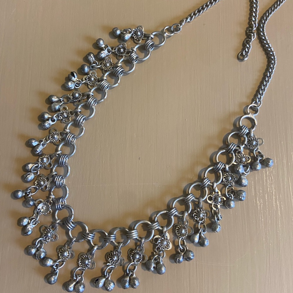 Elegant Silver Necklace with Dangle Charms
